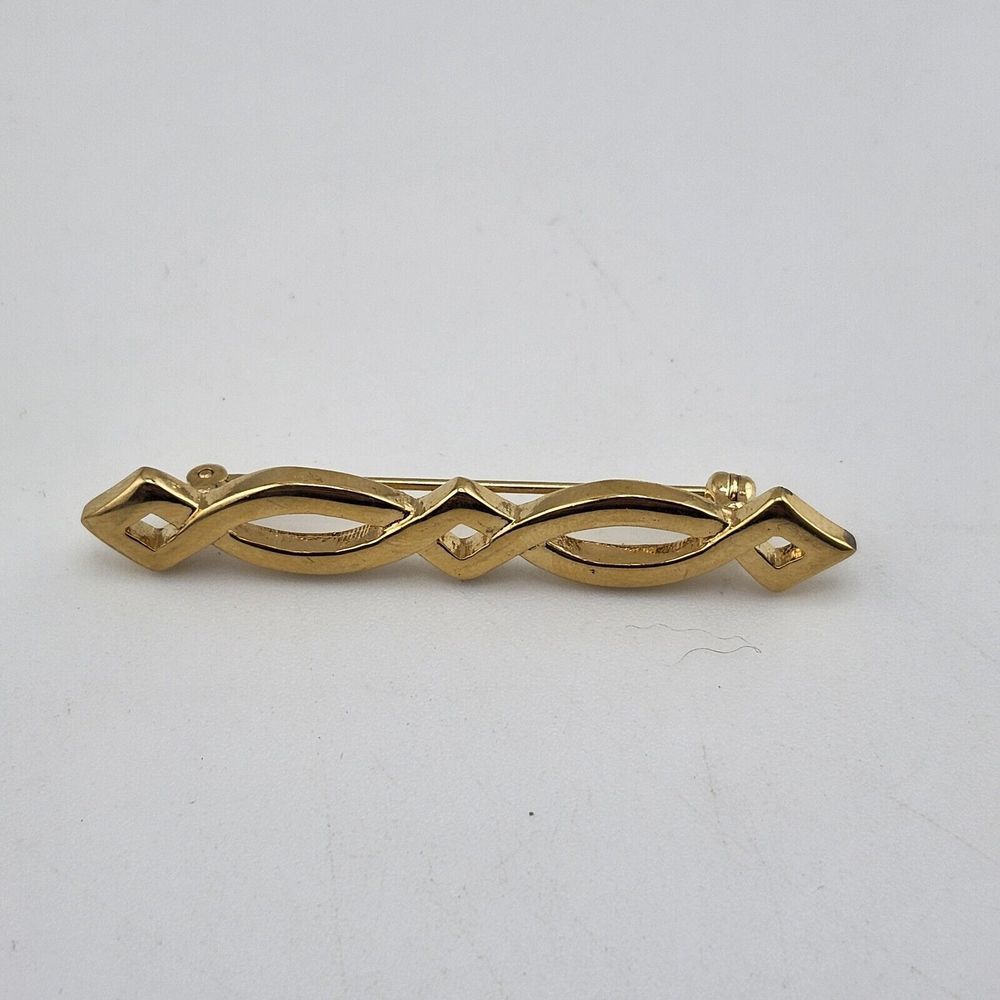 Vintage Monet Gold‎ Tone Bar Brooch